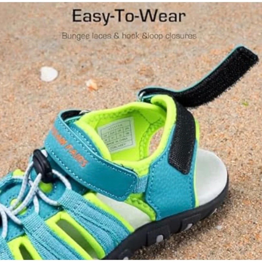 Dream Pairs Kids Athletic Outdoor Sandals Blue Lime Green Size 10 Kids NEW